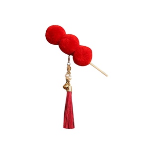 小酒窝同款糖新年葫芦流苏发夹儿童古风汉服鸭嘴夹新年中国风头饰