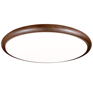 繁简中古风吸顶灯护眼超薄奶油风儿童房间书房卧室灯胡桃木色新款