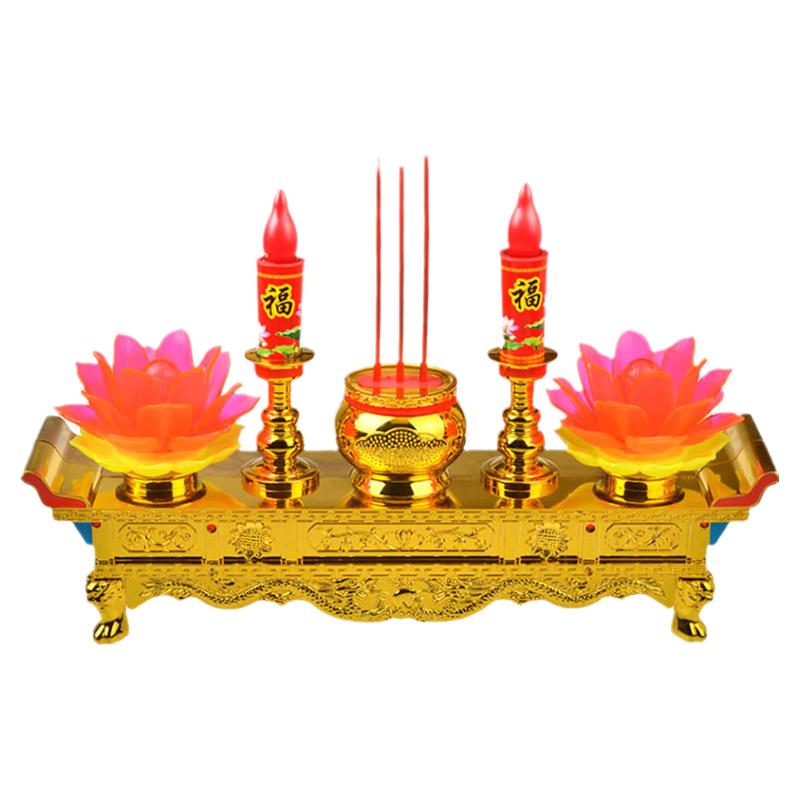 led电香炉电蜡烛可旋转莲花灯长明灯家用插电烛台佛前供灯荷花灯