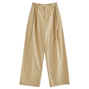 奕兮小个子夏季薄款直筒裤垂感西装裤高腰休闲裤宽松卡其色阔腿裤