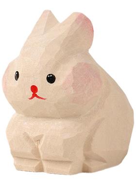 公主手工木雕兔子摆件