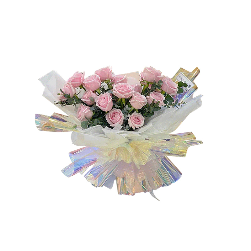 幻彩膜鲜花包装纸镭射彩虹透明加厚防水玻璃纸礼品花束材料