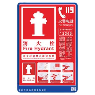 深圳市消防标识超市物业消防栓箱贴纸常闭式防火门标识消火栓灭火器使用说明标示方法火灾报警按钮监制标志贴