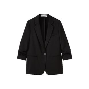 水云间西服黑色七分袖小西装外套女西服职业上衣cleanfit极简穿搭