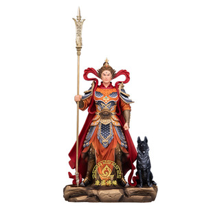 铜极彩二郎显圣真君像二郎神杨戬神像哮天犬家用供奉天神像体摆件