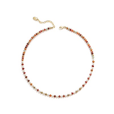 彩色串珠项链女多巴胺天然石颈链