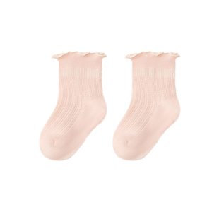 小龙人100%纯棉无骨婴儿袜子春夏季网眼薄款女宝宝纯棉女童松口袜