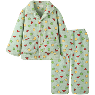 【加厚】珊瑚绒睡衣男款冬季高级感保暖简约卡通可外穿家居服男生