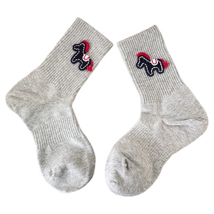 温小熊90抗起球棉舒适直角女中筒袜可爱水溶马马年百搭女士短袜潮