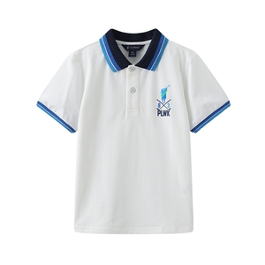 POLOWALK童装 男童短袖T恤刺绣2025夏季儿童上衣polo衫翻领洋气