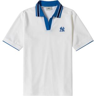 【自营】MLB短袖女款时尚休闲透气T恤白色衬衫运动上衣翻领POLO衫