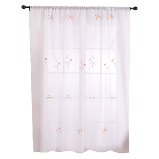 外贸原单成品窗帘绣花纱帘简约阳台卧室客厅窗纱刺绣挂钩帘头清仓