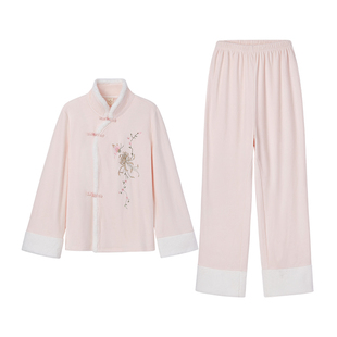 RoseTree新中式睡衣女款秋冬季国风汉服珊瑚绒薄绒毛绒家居服套装