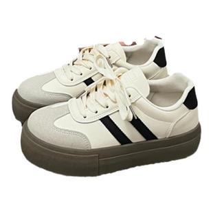 春秋德训鞋女鞋2026新款春秋季厚底小白鞋复古阿甘鞋休闲运动板鞋