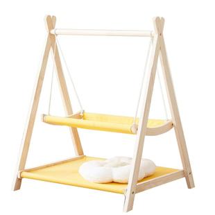 猫吊床猫咪秋千吊床悬挂式猫窝双层实木玩睡一体小猫专用宠物摇床