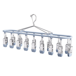 袜子晾晒架晾衣架带夹子家用无痕不锈钢防风阳台多功能晒袜子神器