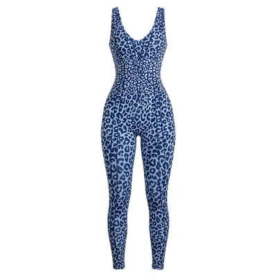 Printed cross link one-piece yoga suit印花交叉纽带无缝连体裤