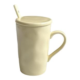 简约大容量马克杯办公家用牛奶咖啡杯陶瓷冲泡喝水杯早餐杯子带盖