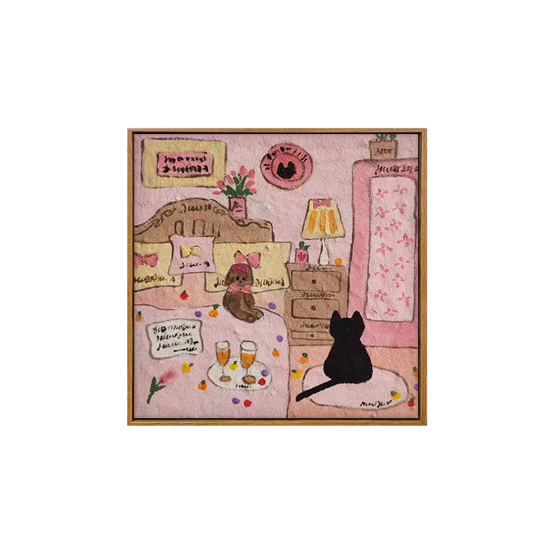 小猫生活日记DIY数字油画/高清喷绘多巴胺温馨治愈解压卧室装饰画