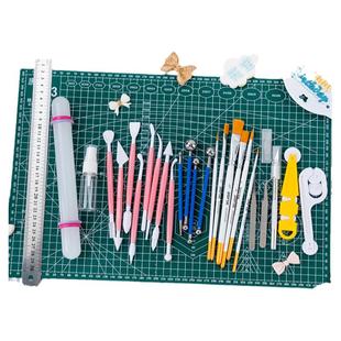 翻糖diy基础工具合集雕刻板擀面杖塑形工具压边滚轮刀凹造型工具