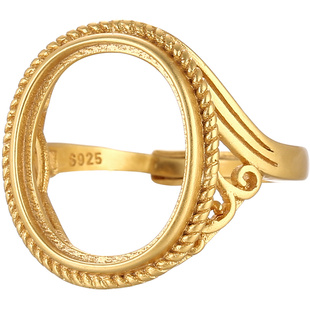 沙金戒指空托女 古法金18K金戒托空托镶嵌蜜蜡绿松石戒指托多尺寸