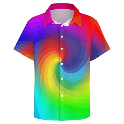 男士彩色印花短袖衬衫