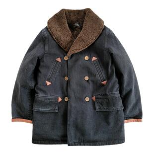 西里布全棉咔叽复古牛仔双排扣西服大衣外套羊毛内胆可脱卸非rrl