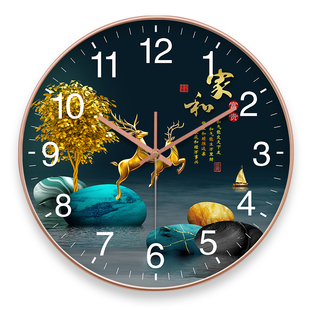 新款创意静音挂钟中式挂墙中国风客厅餐厅现代时钟挂表家用石英钟