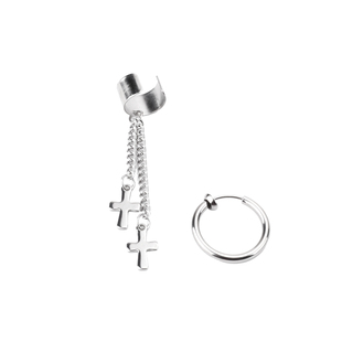 黄寅烨同款十字架耳骨夹耳链女神降临日韩耳环潮流男女耳钉酷耳夹