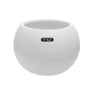 植卉居简约轻奢圆球形树脂花盆奶油风大号高颜值橡皮树南天竹花盆