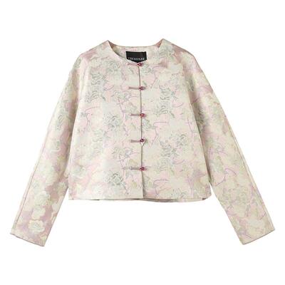 CHESONSE中式盘扣开衫刺绣短外套