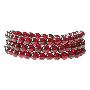 庆祥泰天然全净体石榴石散珠手串女酒红串珠水晶珠子diy配件手链