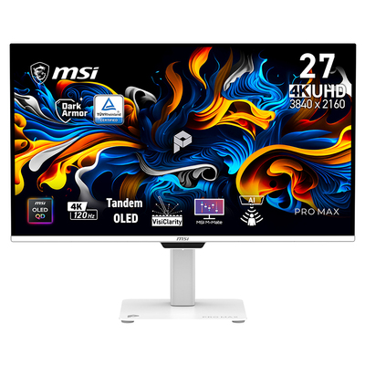 微星27寸4K120Hz四代雾面OLED白色显示器商用电脑显示屏适配Mac