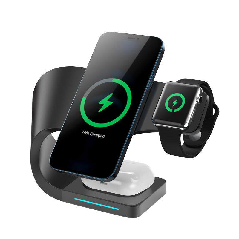 四合一无线充电器MagSafe磁吸快充适用苹果16手表apple watch支架iwatch桌面充电底座airpods金