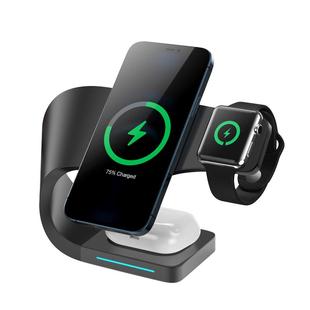 四合一无线充电器MagSafe磁吸快充适用苹果16手表apple watch支架iwatch桌面充电底座airpods金属耳机三合一