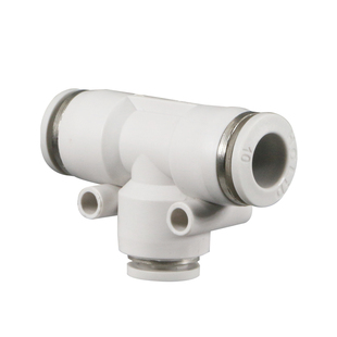白色塑料快速接头T型三通变径PE/PEG4-6-8-10-12气动管快插气嘴