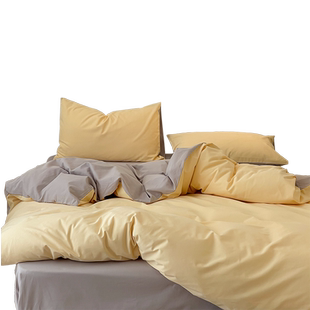 60支磨毛四件套纯棉加厚床单被套长绒棉全棉纯色床上用品三件套