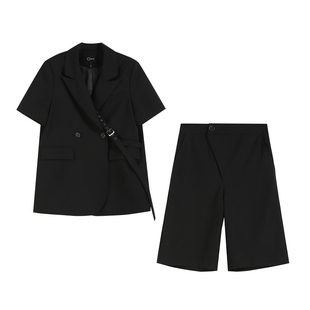 高级感短袖西装外套女夏季新款气质韩版宽松休闲小西服套装两件套