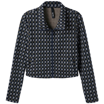 U/TI爱心满版短外套女百搭高腰正肩拉链休闲上衣尤缇2024秋季新款