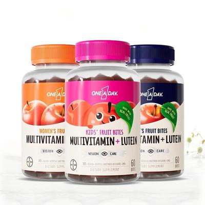 拜耳OneADay复合维生素低卡叶黄素软糖b族儿童真果肉叶黄素酯软糖