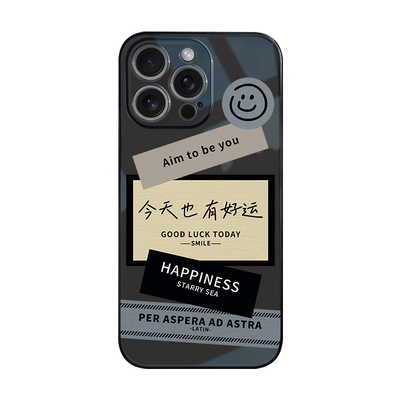 桔子猫苹果透明好运拼贴手机壳