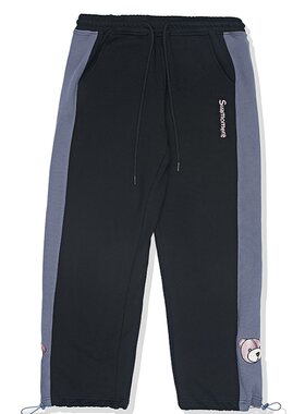 小熊刺绣加厚冬季运动卫裤毛绒