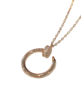 高版本 钉子项链女镀18K玫瑰金满钻头尾钻轻奢小众毛衣链不掉色in