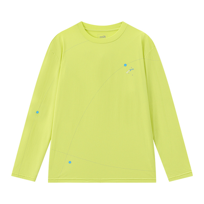 江南先生NewJNXS速干抗菌撞色反光线迹印花长袖夏跑步训练运动T恤