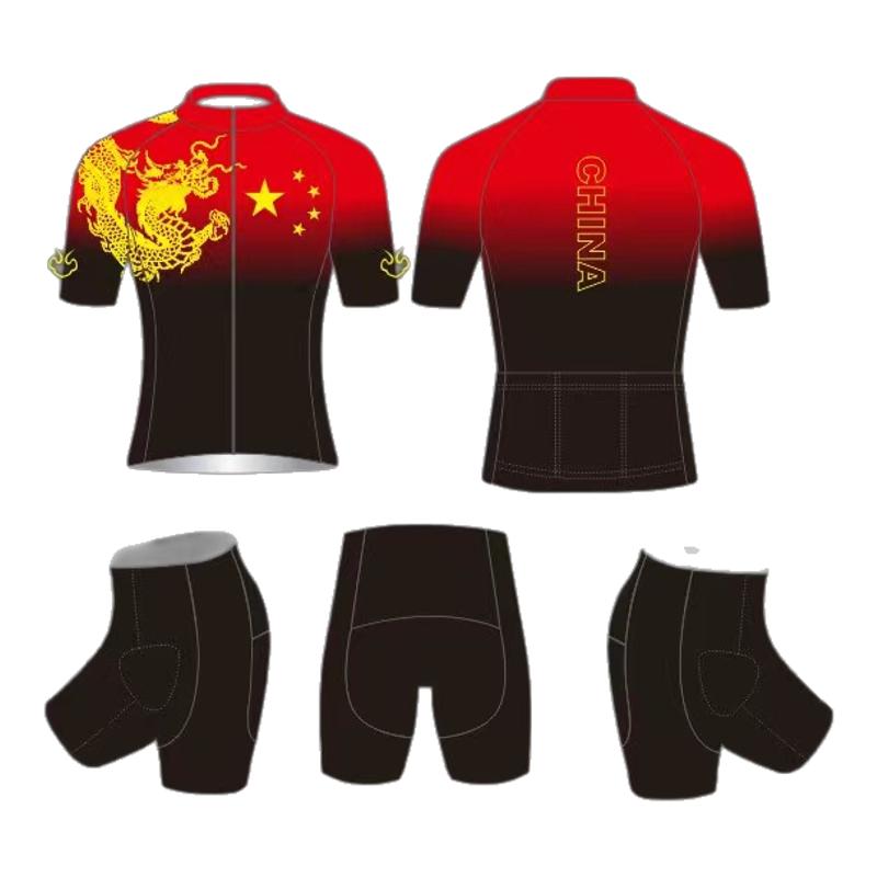 夏季速滑服极客狮儿童红五星透气