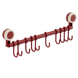 吸盘挂钩一排式厨房挂钩架免打孔铲子勺子置物架橱柜门后滑轨挂钩