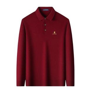 [桑蚕丝/绵羊毛]梦特娇秋冬装男士羊毛Polo衫翻领针织本命年毛衣J