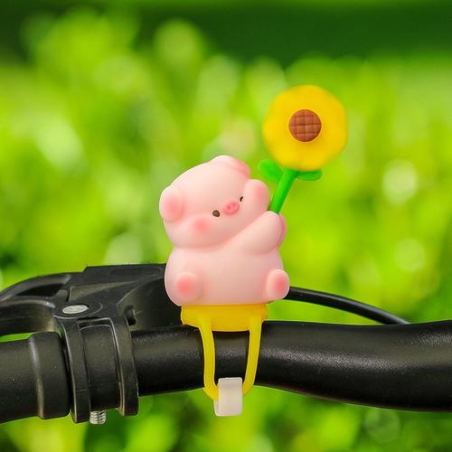 蕊杰新款电动车自行车摆件小猪风车夏季趣萌装饰品新品乐园摩托车