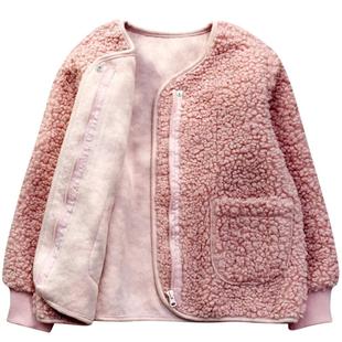 女童外套秋冬款加厚儿童羊羔绒开衫女大童洋气上衣宝宝羊羔毛童装