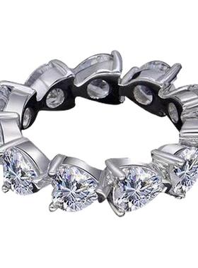 D色莫桑石爱心满钻排戒